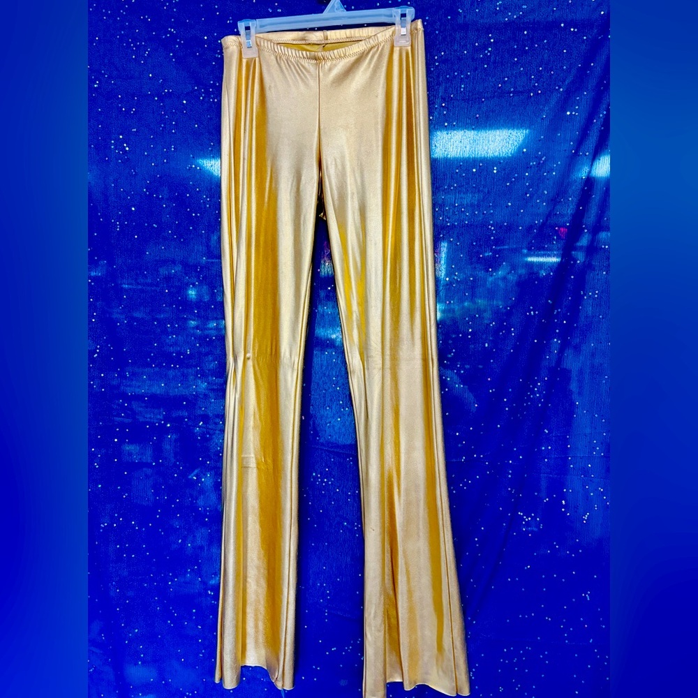 Gold lame spandex pants